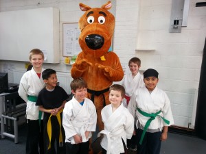 Scooby takes the junior karate session at Whitetiger Training Oadby